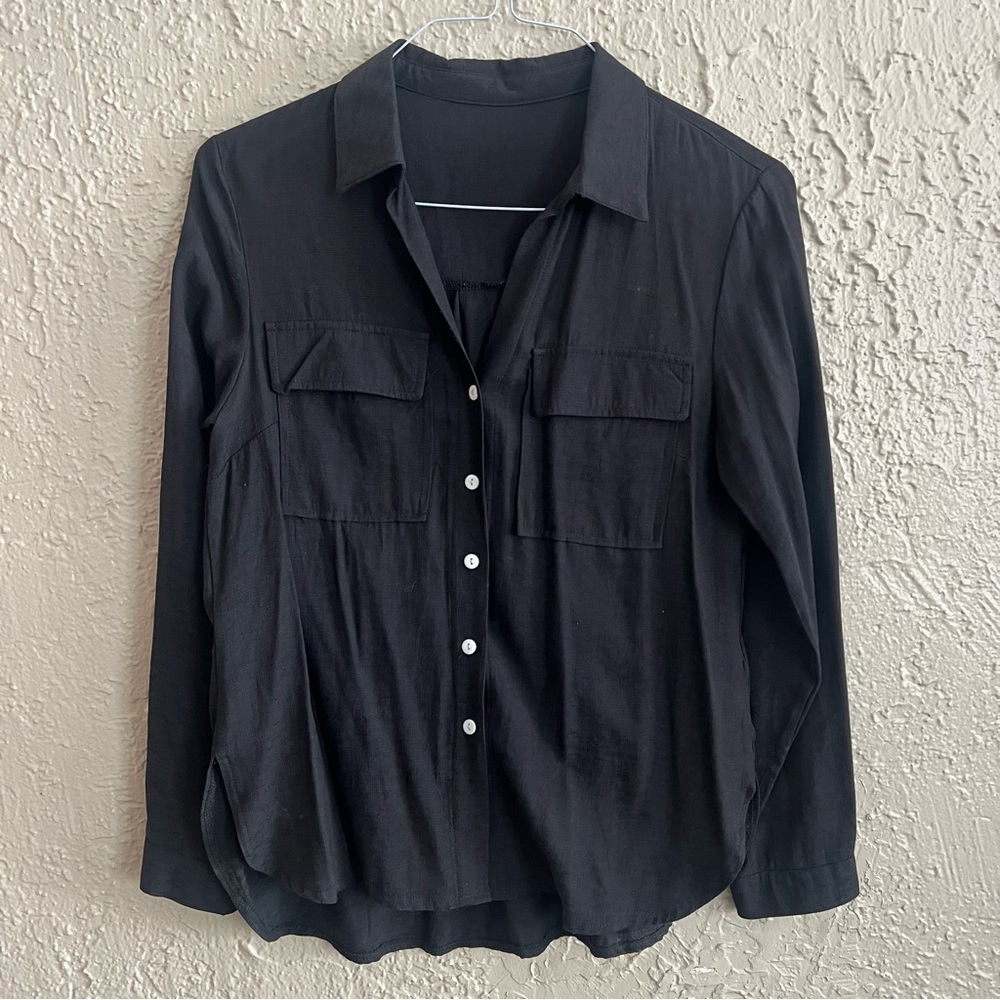 ⭐️ Black Button Up Shirt with Notched Collar
